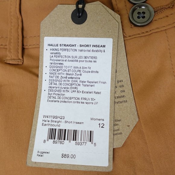 Prana Pants Womens Halle Straight Short Inseam New NWT Earthbound Brown - Picture 5 of 9